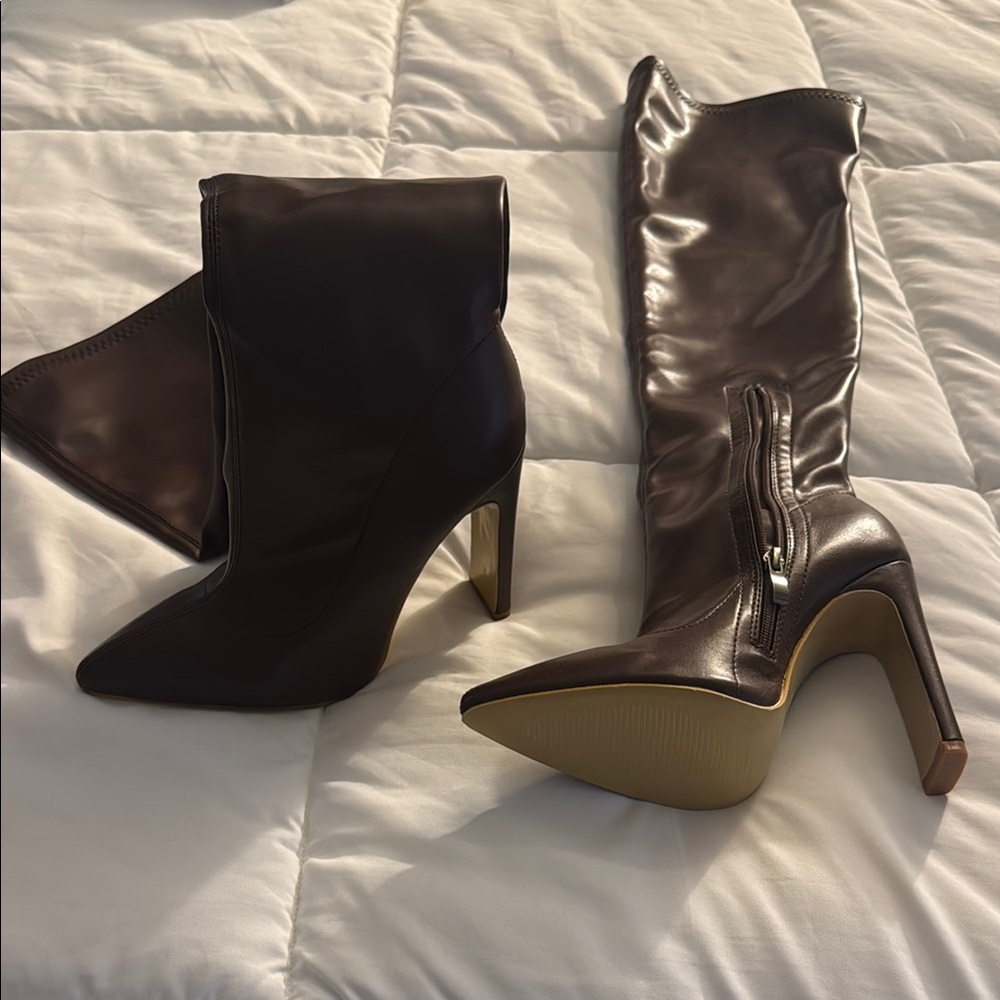 Elegant Brown Leather Women's Boots